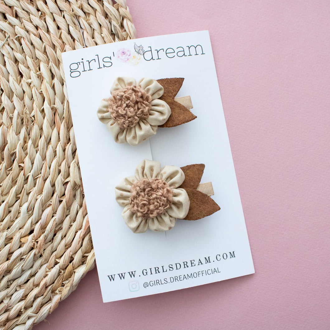 Mocha Flower Clip SET